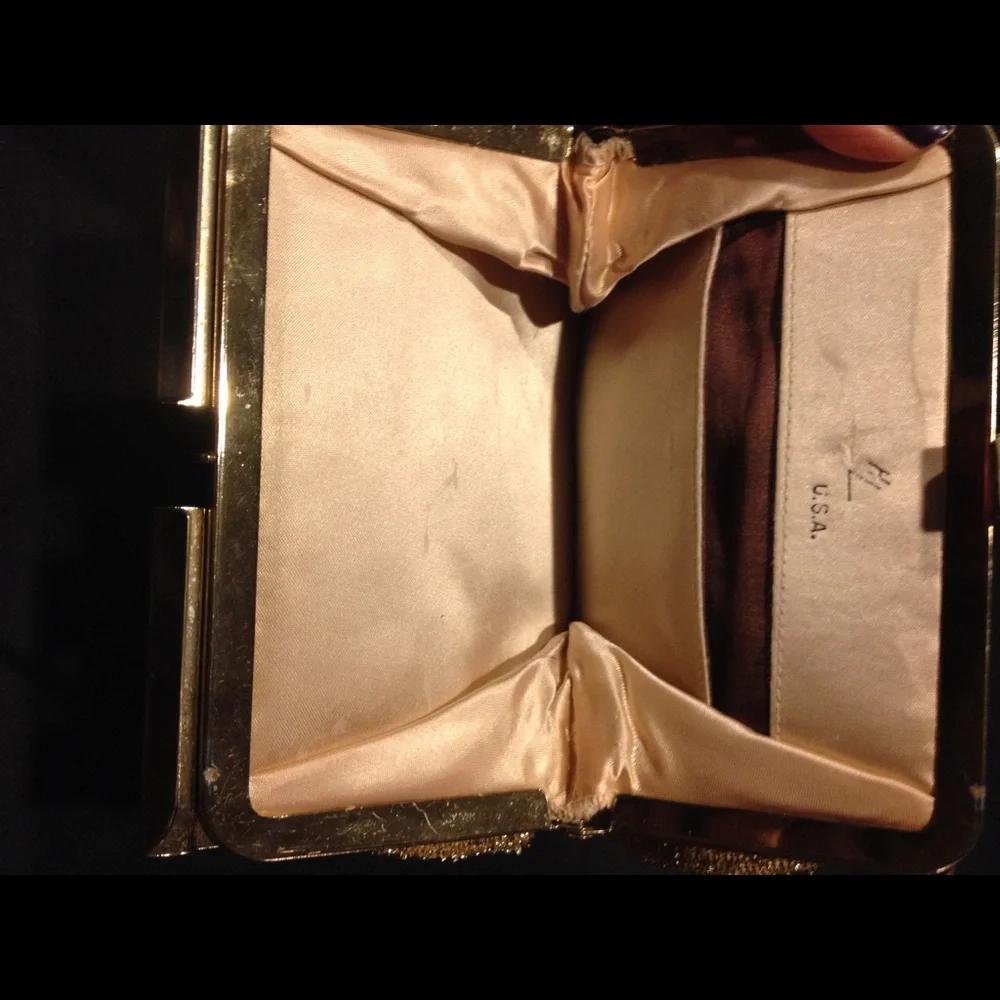 Vintage‎ Gold Metallic Evening Bag with Chain